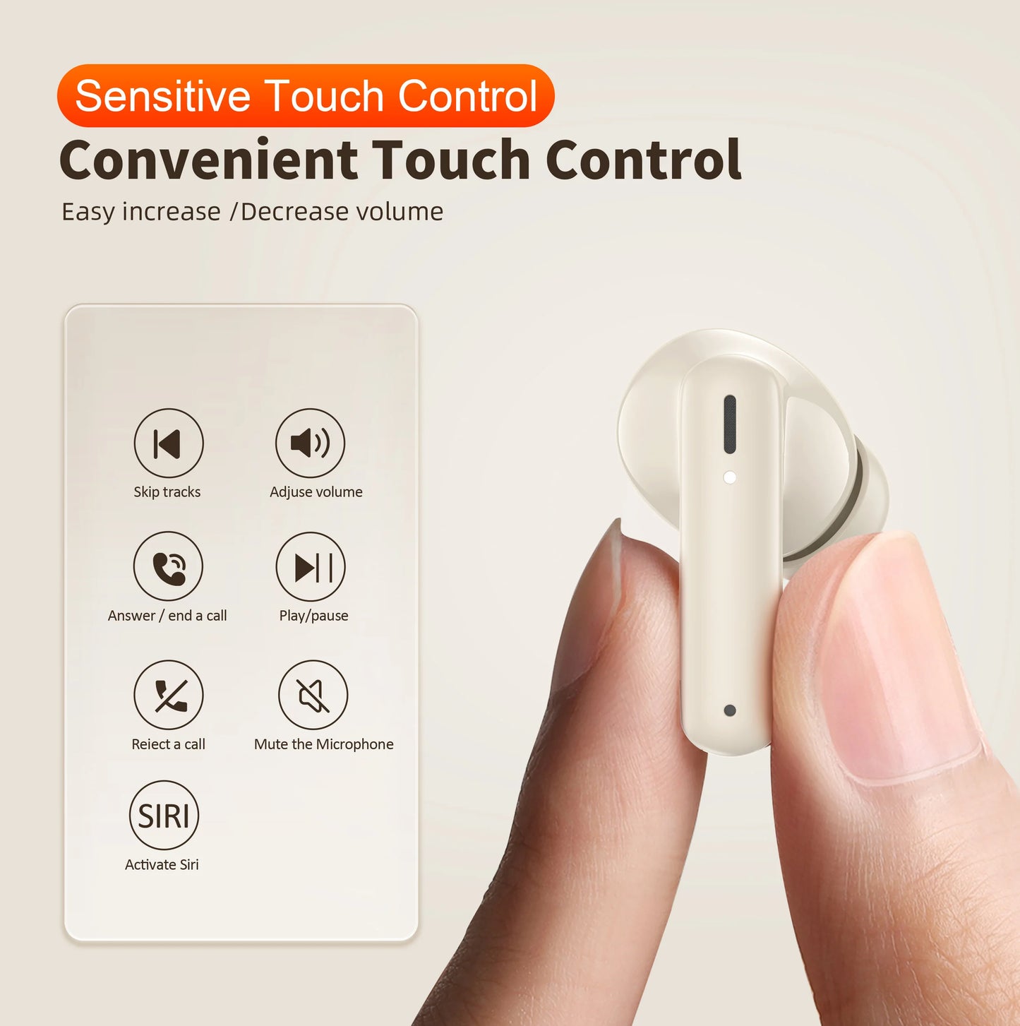 QERE E38 Wireless Earphones With Bluetooth 5.3 HD Microphone