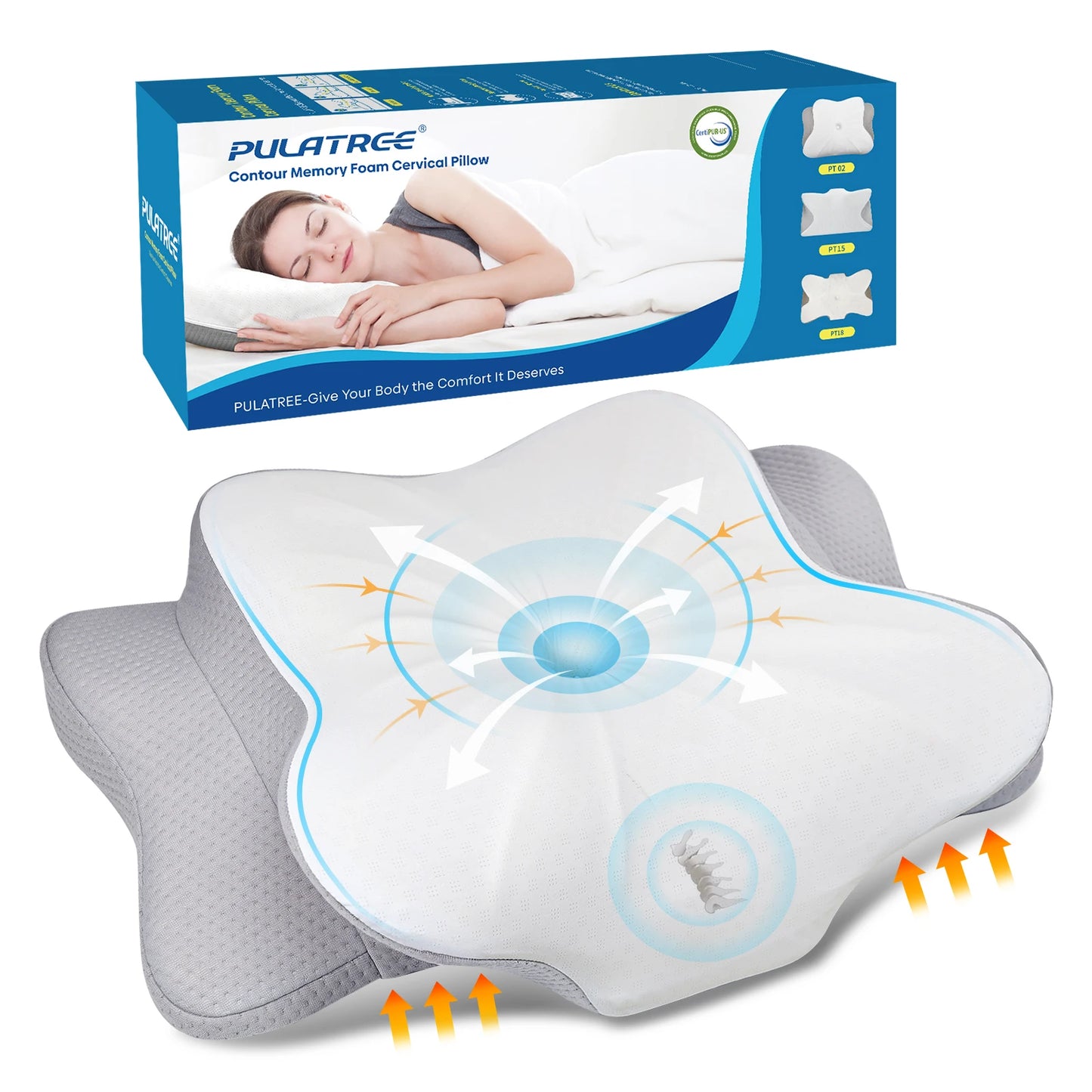 NONECN Orthopedic Memory Foam Pillow for Cervical Support