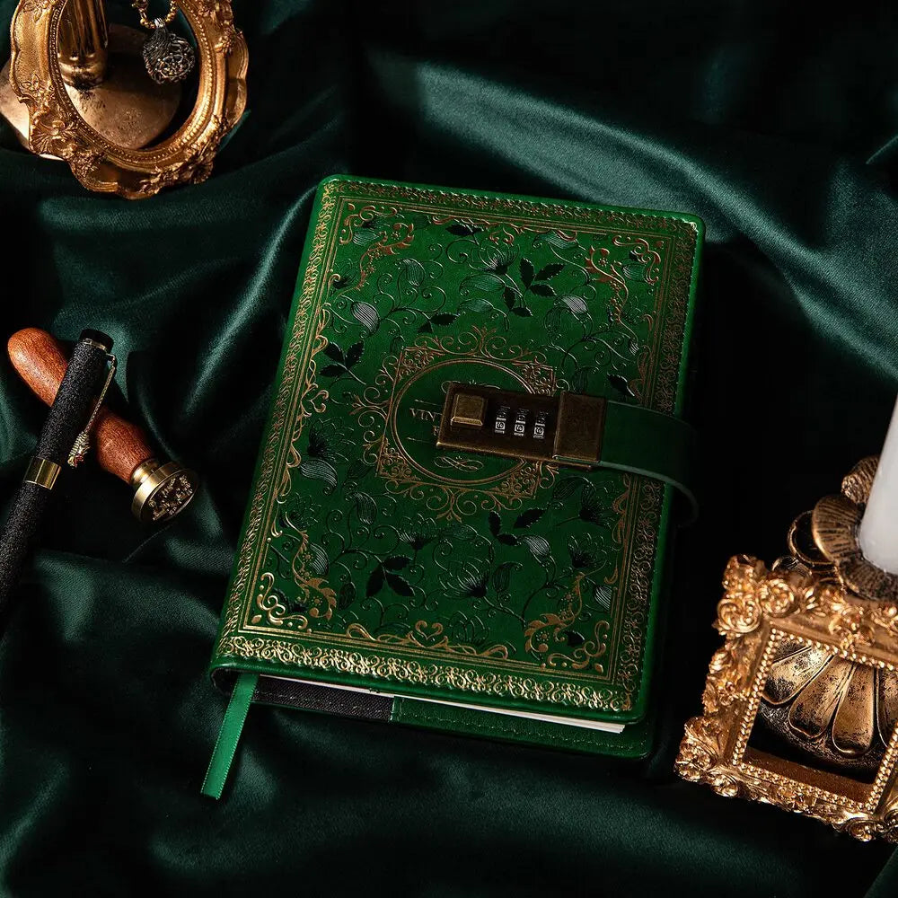 Digital Password Notebook With Lock PU Leather Privacy Journal