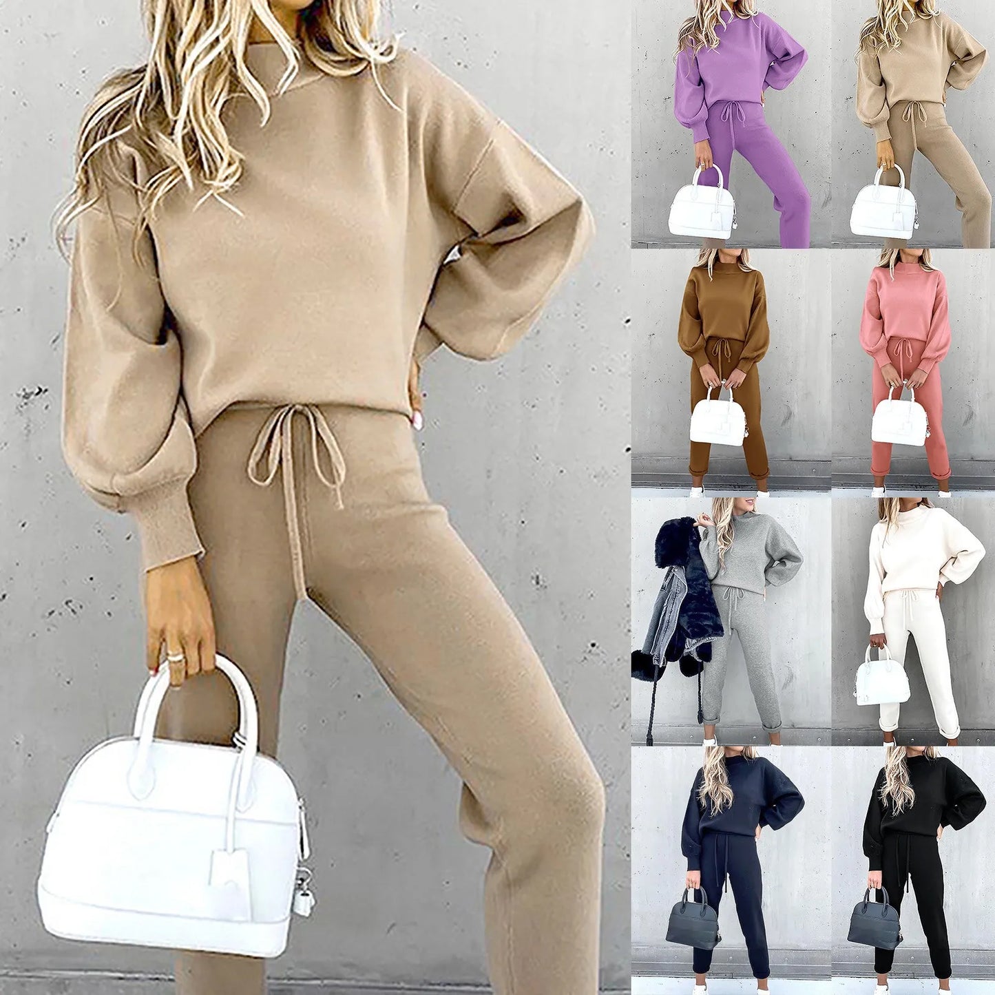 Women's Two Piece Streetwear Loungewear Set Long Sleeve Wide Leg