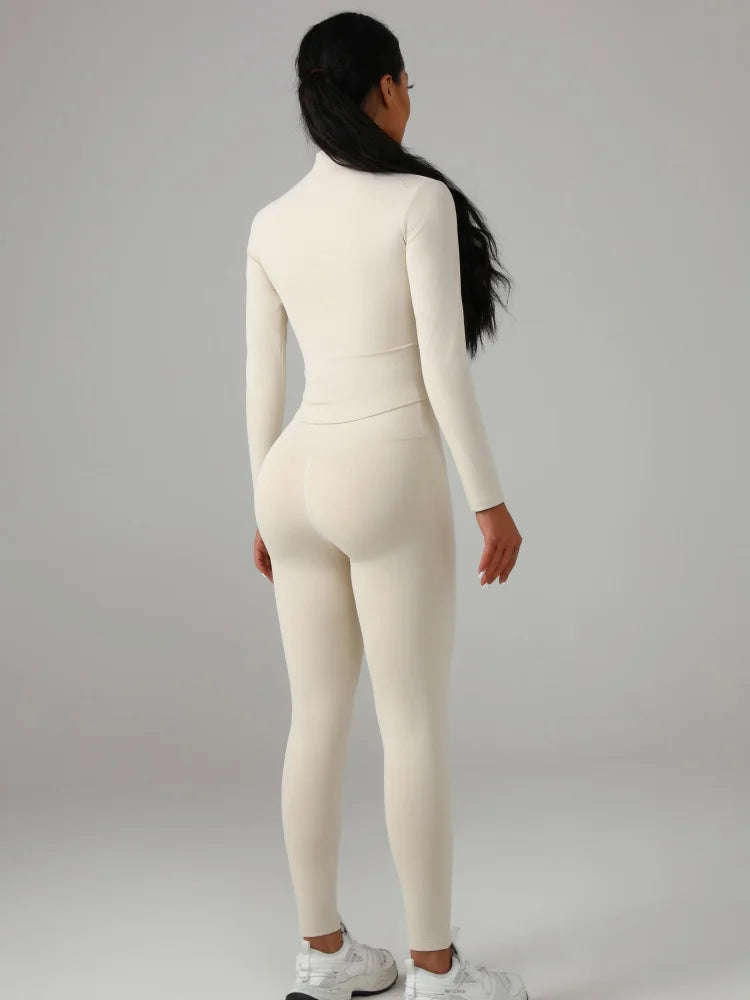 Women's Fitted Yoga Set Polyester Knit For Everyday Fitness